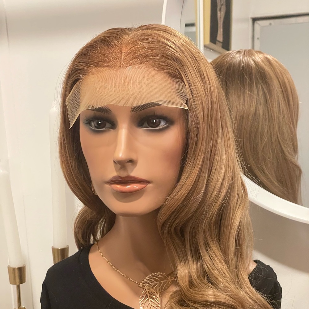 Custom blond color 18" closure wig